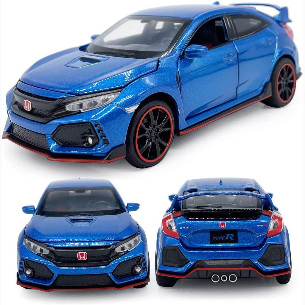 1:32 Scale 2017 Honda Civic Type-R Diecast Model Car Toy with Doors Open Light and Sound for Kids Boys Girls Adults Men Collection