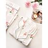 New Ice Silk 2 Pieces Pajamas for Women Autumn Spring Women's Pajamas Set Elegant Ptinting Flower Home Wear Soft Sleepwear