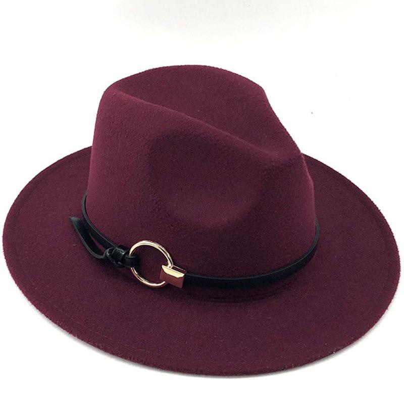 

Простая шерстяная женская шляпа-федора из глубинки, зима-осень, элегантная женская клош-клош с широкими полями, джазовые шапки, размер 56-60 см 59to61CM