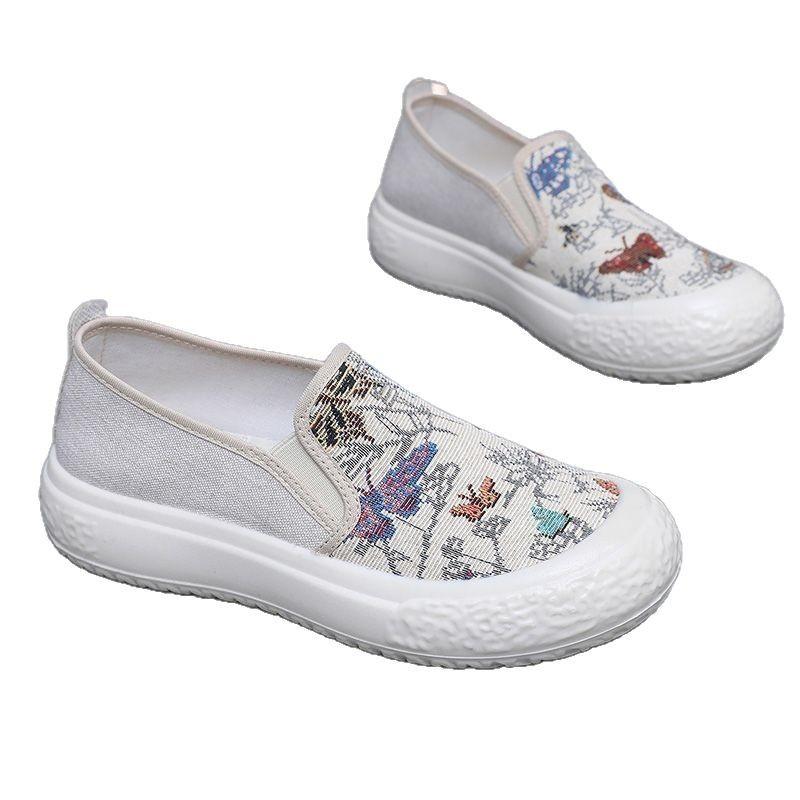 New old Beijing cloth shoes soft sole lazy pedal fashion casual cloth shoes comfortable canvas shoes versatile and breathable