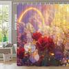 Vibrant Floral Rainbow Waterproof Mildew-Resistant Shower Curtain - Stunning Design for a Luxurious Bathroom Décor Experience