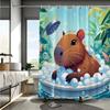 Capybara Cartoon Pattern Digital Print Shower Curtain - Machine Washable, Reversible Polyester,  All-Season Bathroom/Home Decor