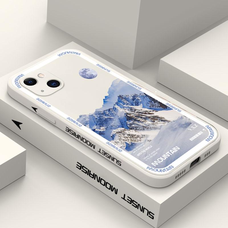 Snow Mountain Sunrise Scenery Silicone Phone Case For Samsung Galaxy S23 Ultra S22 Plus S21 FE S20 Note 20 Dustproof Soft Cover