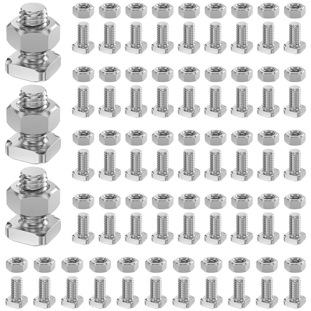50/100 Stück Gewächshaus-Reparaturset Aluminiumschrauben und Muttern Werkzeug Praktisches Gewächshaus-Muttern-Schrauben-Set Durchgangslochschrauben für Zuhause