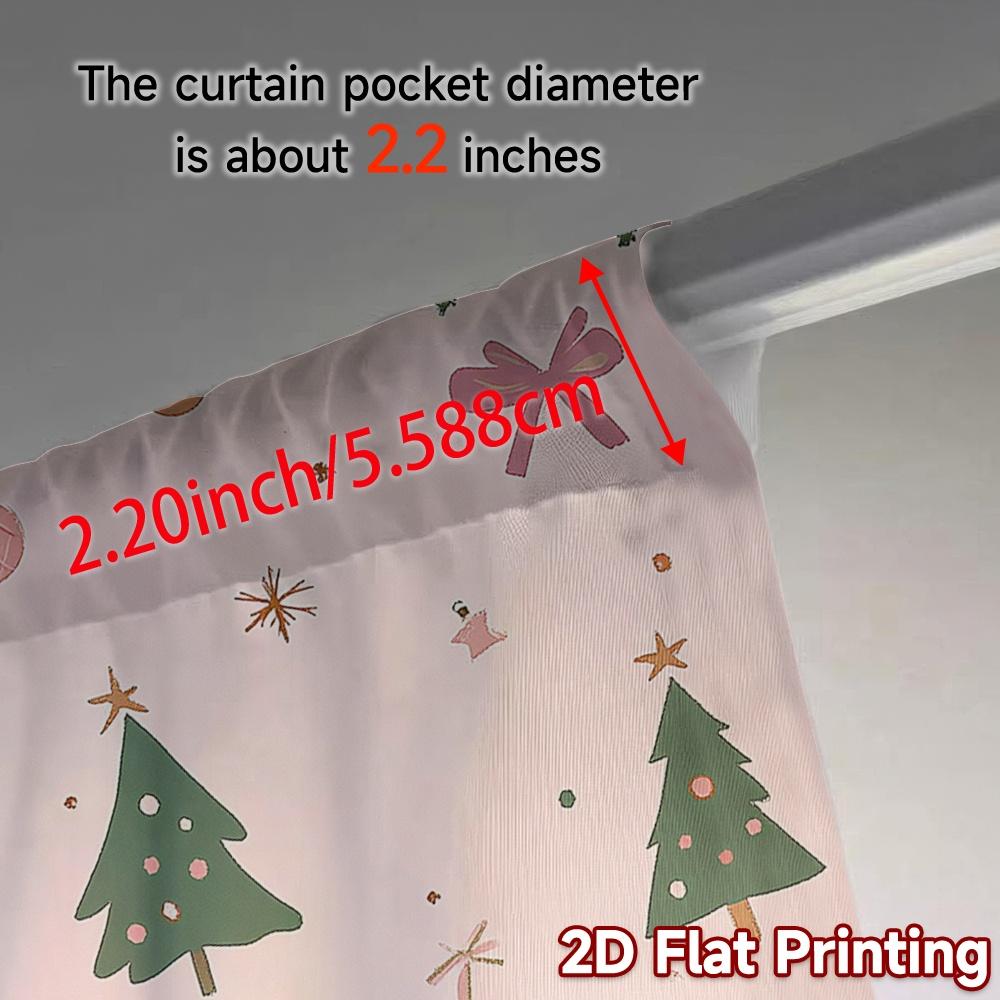 2pcs  Curtains Christmas Trees Bows Ornaments Stars Creative Modern Curtains Prints Light Filtering Curtains Home Decor for