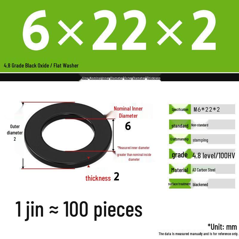 Blackened Enlarged Thickened Metal Washer - M3-M42