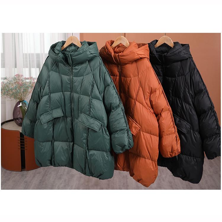 Women Down Jacket Hood Autumn Winter Warm Outwear Casual Loose Over Size Outwear Thick Coat