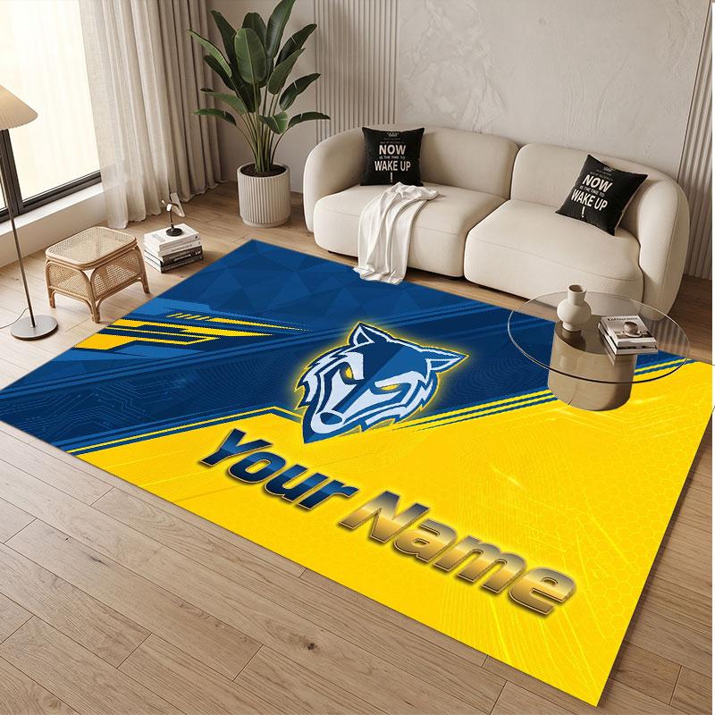 Custom Rug Warrington Wolves Pattern Print Name Text Soft Non‑Slip Floor Carpet for Home Indoor Decoration