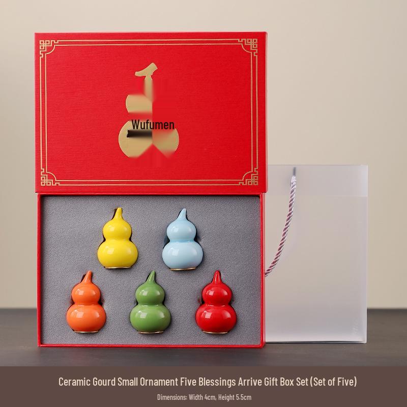 

Peace and Joy Gourd Pendant: Five-Color Rope Ornament for Wealth and Celebration