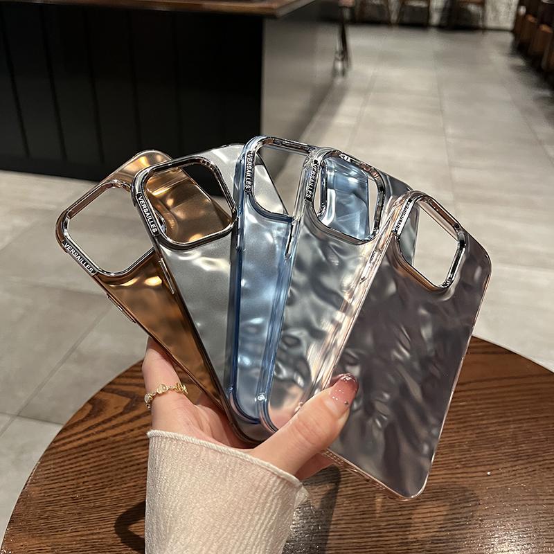 Luxury Electroplated Water Ripple Phone Case For Iphone 11 12 13 14 15 Pro Max Shockproof Bumper Back Cases Cover