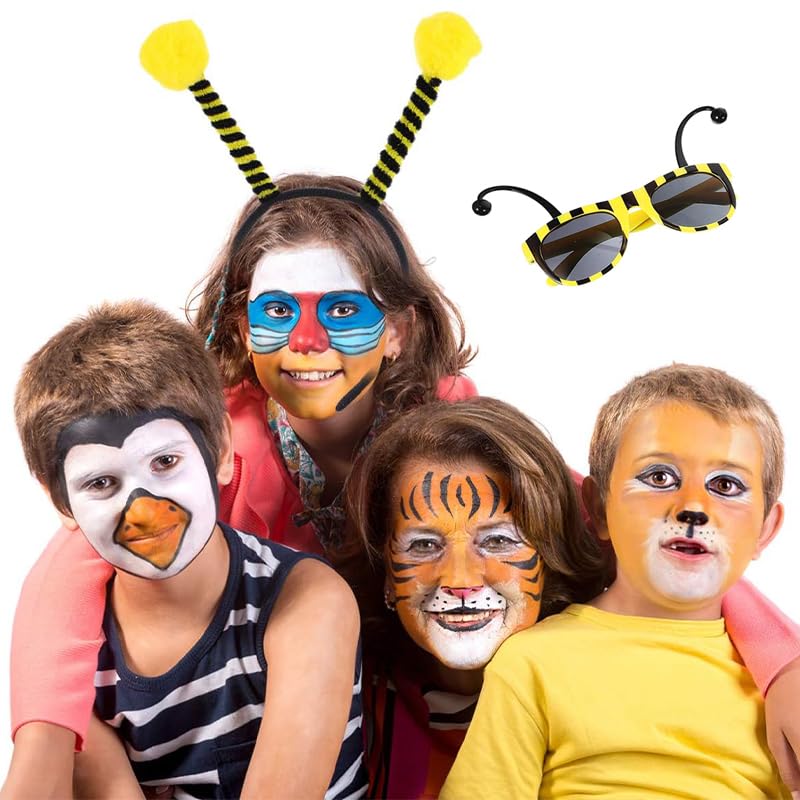 Set of 2 Bee Antenna Headbands with Hair Ties and Sunglasses for Cute and Funny Bee Headbands for and Aliens Prom, Parties, Insects,