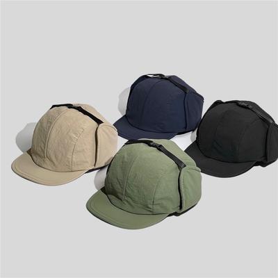 Autumn Winter Thickened Warm Baseball Cap with Ear Flaps Blank 6 Panel Warm Hat Men and Women Snapback Cap