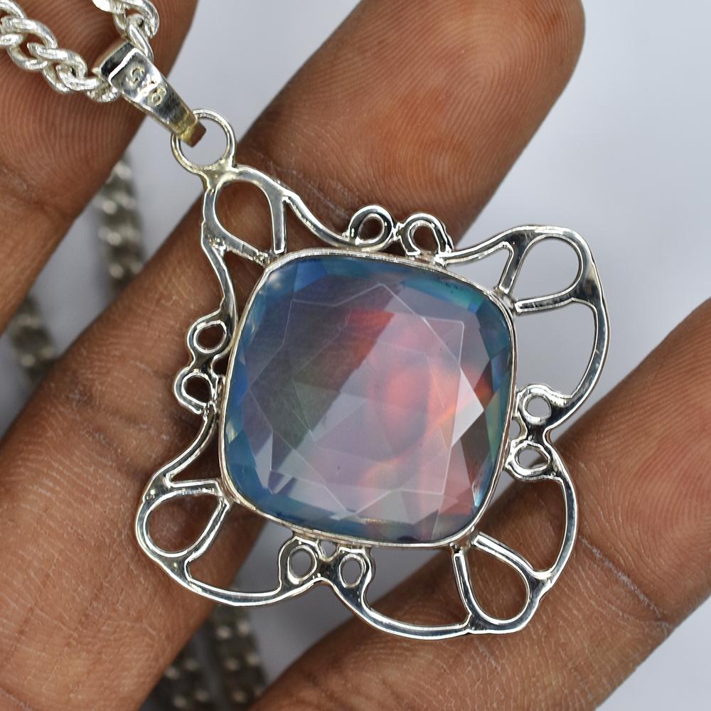 Natural Opal Pendant 46 ct Square Cushion Cut Gems October Birthstone for Gem Collections