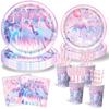 Happy Birthday Party Set Anime Theme Party Supplies with Disposable Plates Cups Napkins Banner And Tablecloth for Kids Fans
