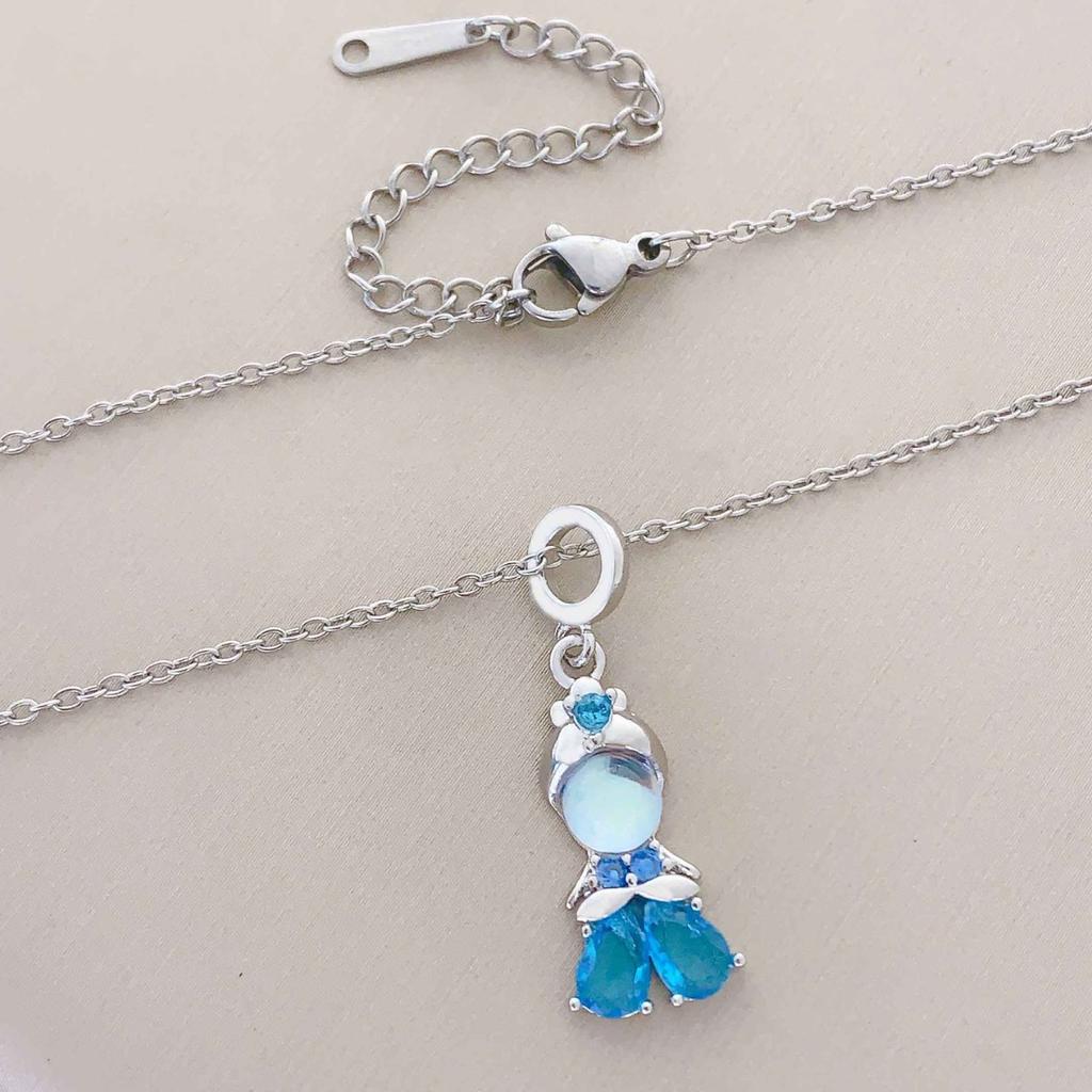 Necklace Women's Summer Aurora Miniature Zirconium New Titanium Steel Necklace Fashion Accessory High-end Lockbone Chain