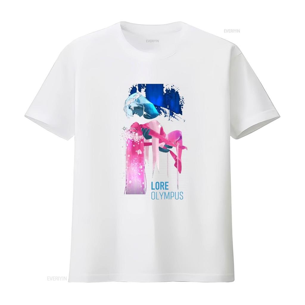 AOL Lore Olympus Hades Persephone Print Boyfriend Fit Girls T Shirt vintage Washed designer clothes graphic Comfortable