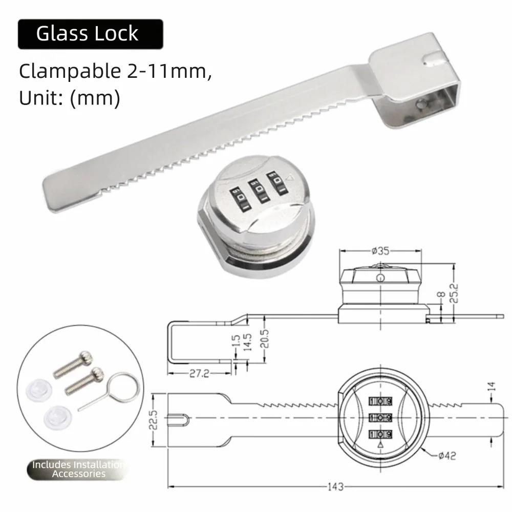Zinc Alloy Combination Password Lock Serrated Lock Double Opening Glass Door Lock Single Opening PunchFree Mounting