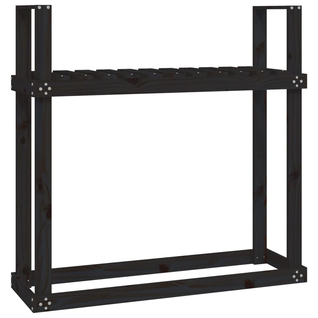 Kaminholzlagerregal Schwarz 110 x 35 x 108,5 cm Massivholz Kiefer