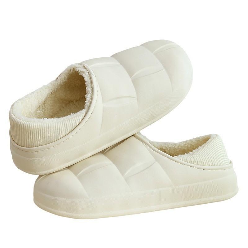 Waterproof Home Petal Cotton Shoes Women's Autumn and Winter Warm Couple Thick-soled Bag and Outer Wear Velvet Thickened Slippers