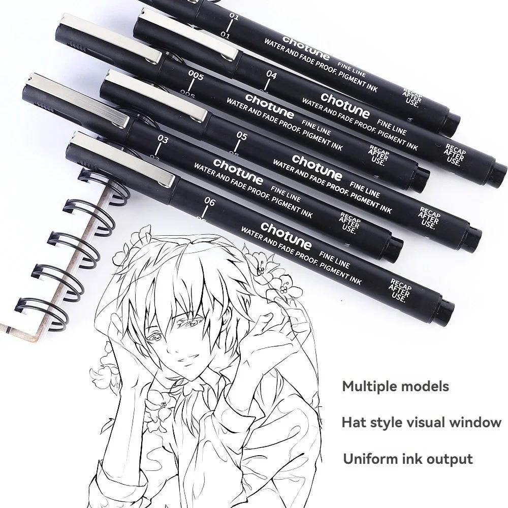 3/15Tip Black Pigment Micro-Pen Fineliner Ink PensDrawing Artist Illustration Pens Multiliner for Sketching Anime Manga Design
