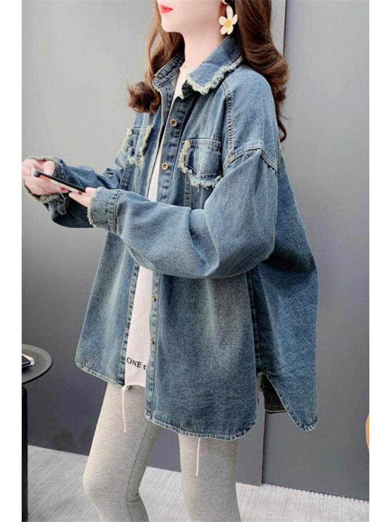 Plus Size Women's Denim Jacket: Spring/Autumn Korean Style, Loose & Versatile