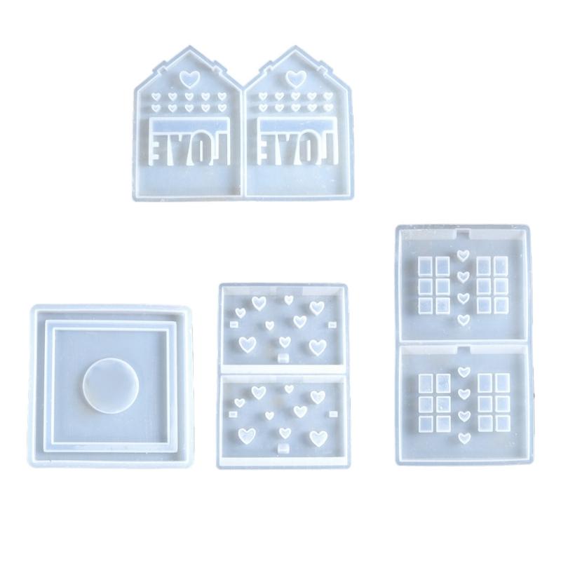 Valentins Day Silicone House Ornament Making Mold for Candle and Night Lights with Heart and House Designs