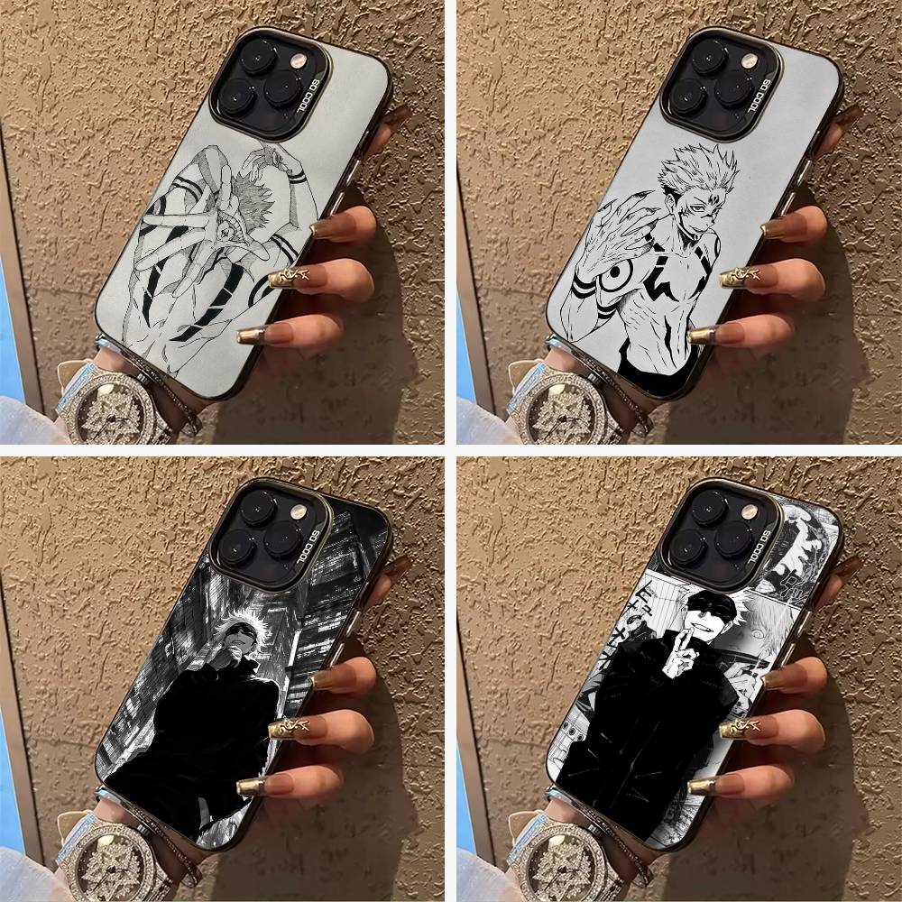 Popular-Anime--Jujutsu -Kaisen Phone Case For iPhone 17,16,15,14,13,12,11 Plus Pro Max Colored Silver Phone Case
