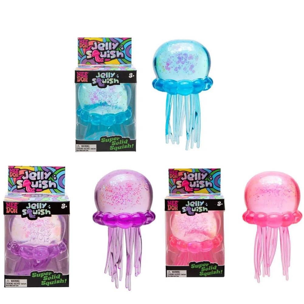 Nee Doh JellyfishSquare Waterproof Squishy Stress Relief Toy Soft Squeeze Fidget Cube for Adults Fun Stress Gifts Fidget Toys