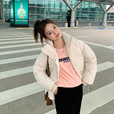 Short Collar Slim Casual Little Fashion New Cotton-padded Jacket Korean Version of Loose Padded Bread Coat Women.