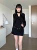 Next Saturday American Spice Girl Dress Women's Autumn Design Sense Niche Royal Sister Wind Long Sleeve Black Hip Wrap Short Dress