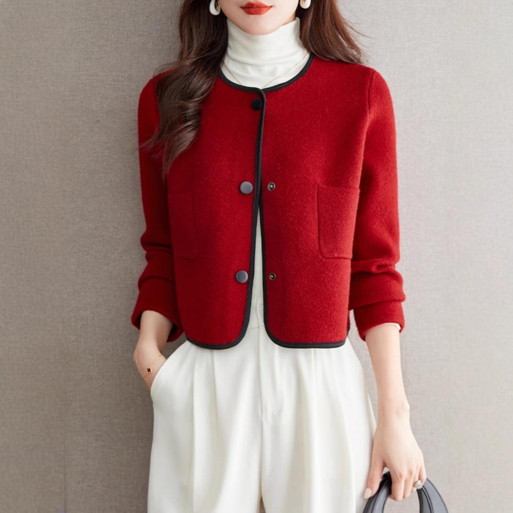 Graue Damenjacke mit kleinem Duftmuster, Frühling neu, klein, kurz, vielseitiges Oberteil