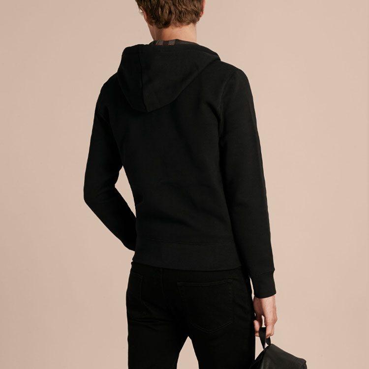 Burberry Men Clarendon Check Hooded Zip-Up Hoodie Black/Grey 40155581