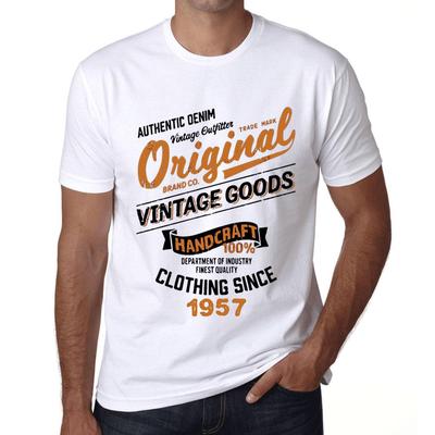 Camiseta vintage para hombre, camiseta gráfica, artículos vintage desde 1957, blanca