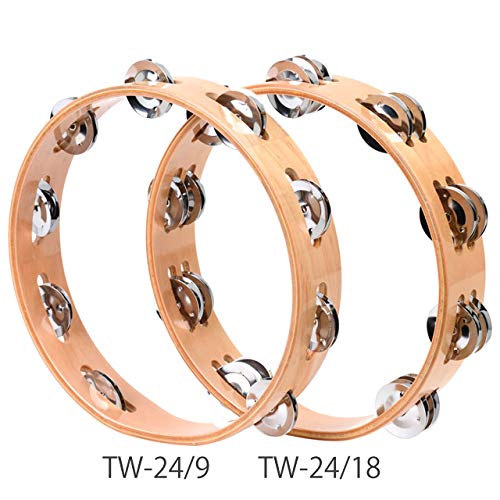 KC Tambourine, Round, Wooden, Natural Color, 24cm TW-24/18