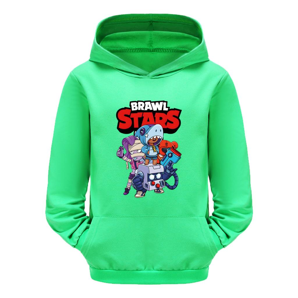 4093 Felpe con Cappuccio e Tasca Stampate Brawl Stars per Bambini e Bambine