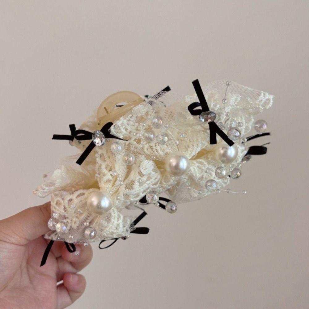 Lace Bow Hair Clip Large Size Lace Claw Clip Creative Hairpins  Women Girl