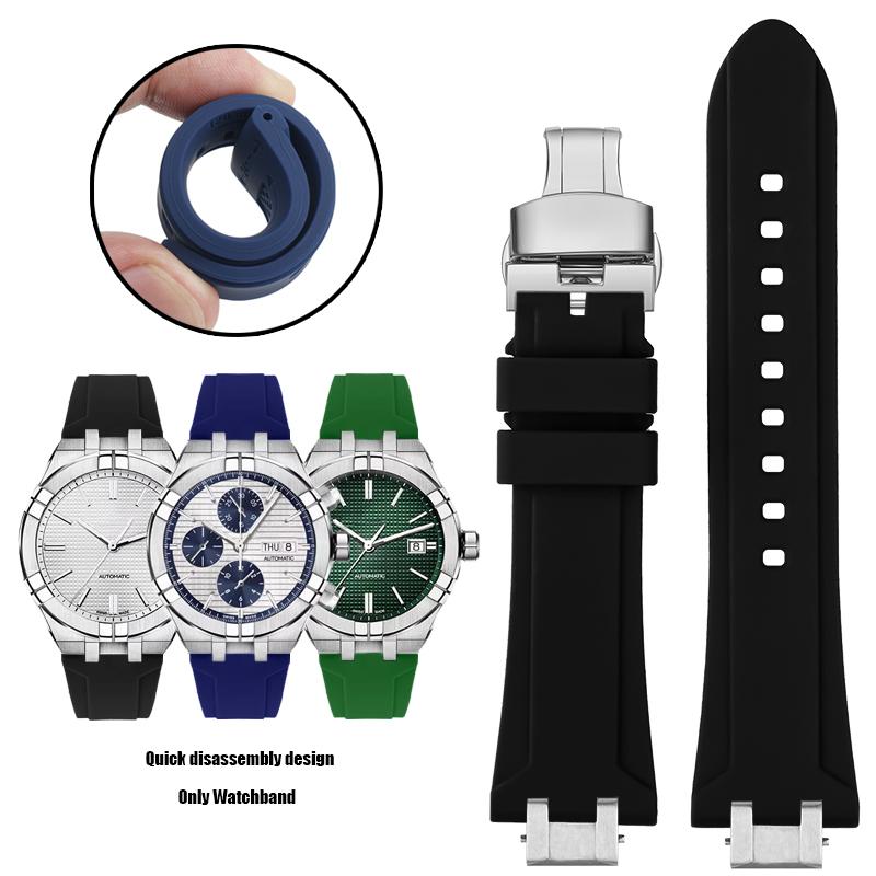 Für MAURICE LACROIX AIKON Gummiarmband-Steg AI6008 6038 6007 Armband Schnellverschluss Metall Stahlkopf Silikon Uhrenarmband