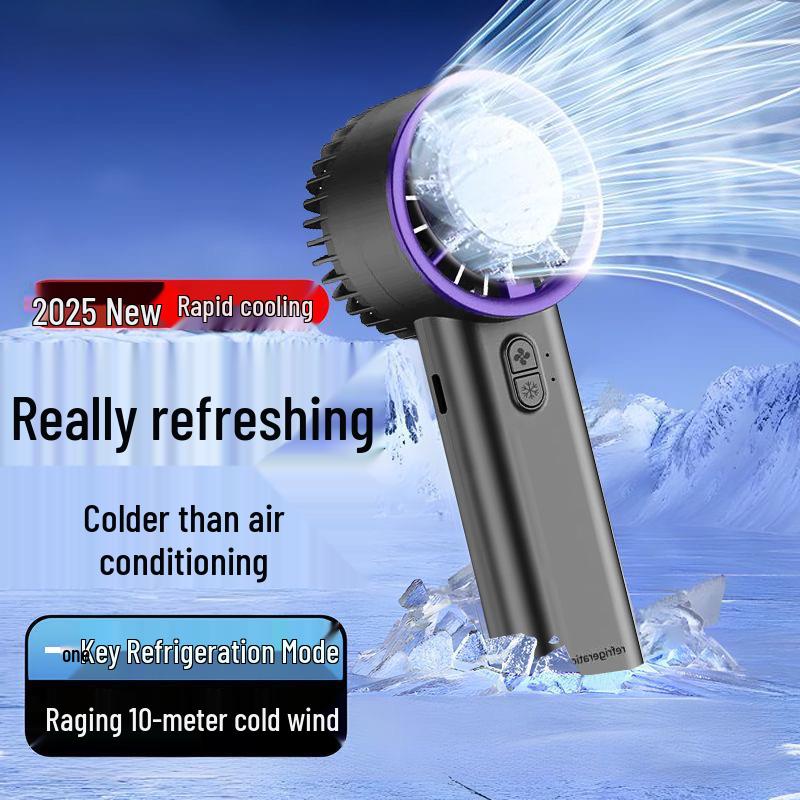 Portable Handheld Leafless Mini Fan with High-Speed Cooling Ice Pack
