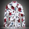 Men 's Fashion Autumn Large Size Cotton Satin Flower Shirt Casual Sharpen Lapel Long-Sleeved Shirts