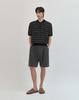 WORK ON BODY OFF Ritme Semi-Overfit Cotton Collared Short Sleeve Knit [Black]