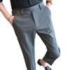 High-quality men's casual nine-point pants, small straight slim-fitting pants, trousers containing mulberry silk Lai versatile pants