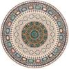 Vibrant Multi Color Mandala Round Rug, Non Slip Bohemian Circle Mat for Boho Living Room Bedroom Home Decor