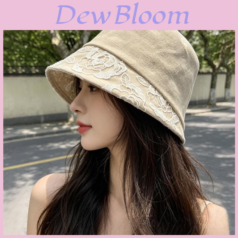 Women Sun Protection Bucket Hat With Lace And Linen For Summer Outdoors