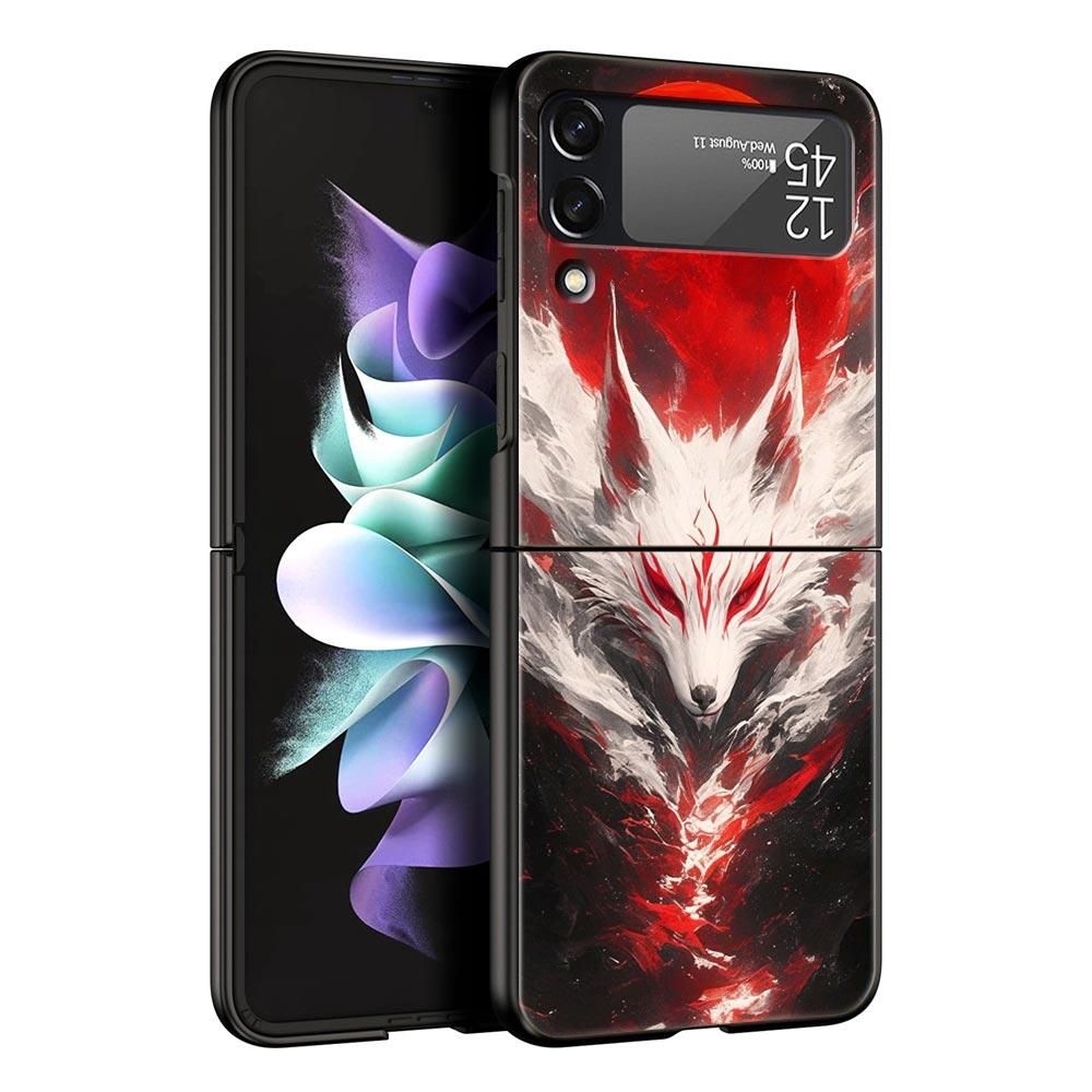 Red Fox Hard PC Phone Case For Samsung Galaxy Z Flip 7 6 5 4 Black Cover For Galaxy Z Flip 3 Foldable Shell Fundas Capas Coque