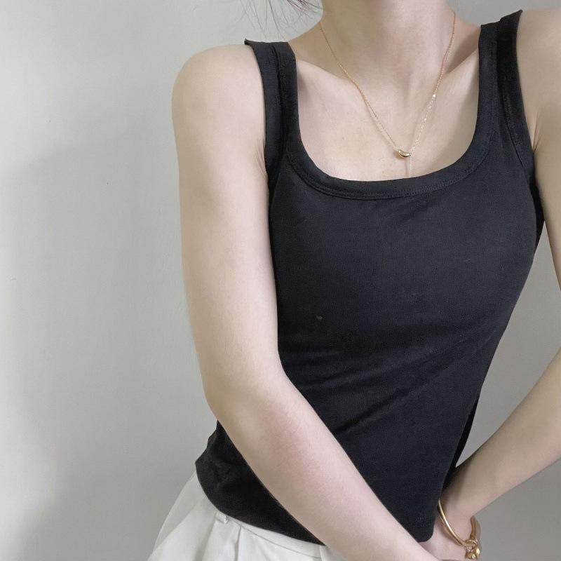 

Хлопок с нагрудной подкладкой, цельный жилет с внутренней прорезью, пуш-ап, латексная чашка, с круглым вырезом, без рукавов, женская майка One size