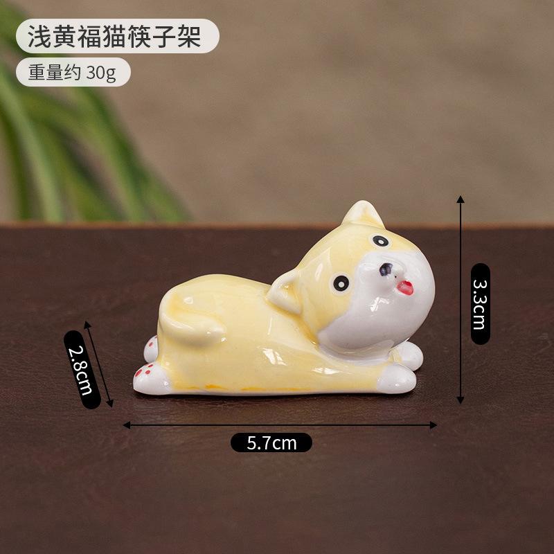 2pcs Cute Cartoon Dog Cat Ceramic Chopsticks Holder Chopstick Holder Stand Practical Fashion Chinese Kitchen Tableware Utensil