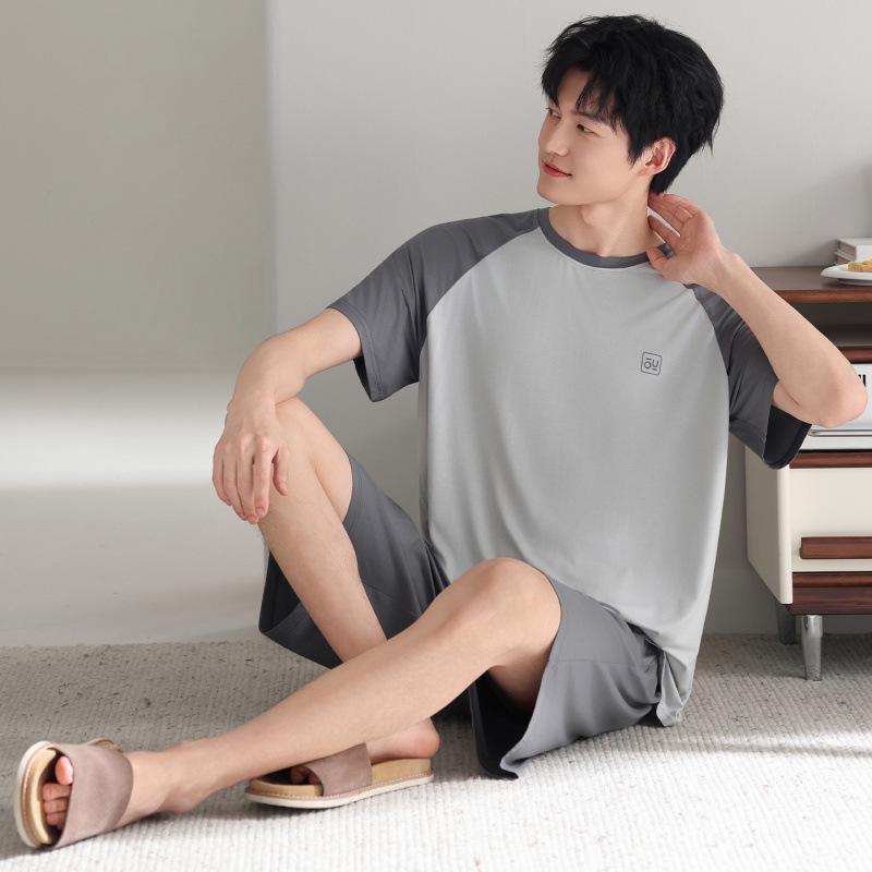 New 2026 Men's Modal Short Sleeve Pajama Set – Cool, Lightweight Summer Wear for Home or Outdoors