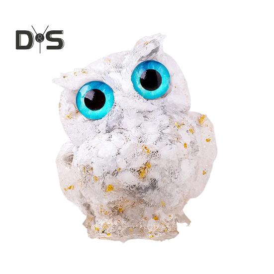 

Статуэтка совы из натурального хрусталя, статуэтка совы из смолы ручной работы, наполненная хрустальными камнями, настольное украшение в виде совы для домашнего офиса, автомобиля, исцеление рейки белый
