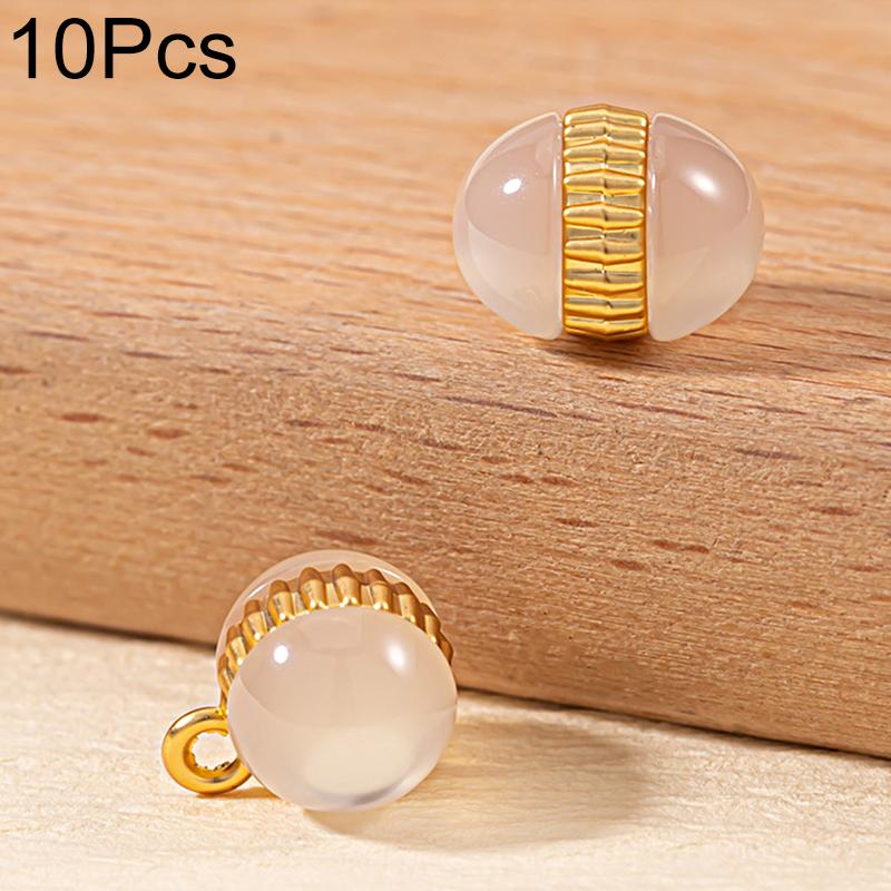 

10Pcs Alloy National Style Auxiliary Materials Fashion Colorful Buttons Chinese Style Ellipse Resin Bead