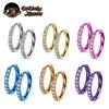 2PCS G23 Titanium Earring High Quality Hoop CZ Hinged Segment Round Nose Ring for Women Ear Cartilage Helix Piercing Anodizing